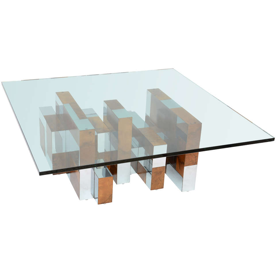 Paul Evans Burl and Chrome Coffee Table for Directional