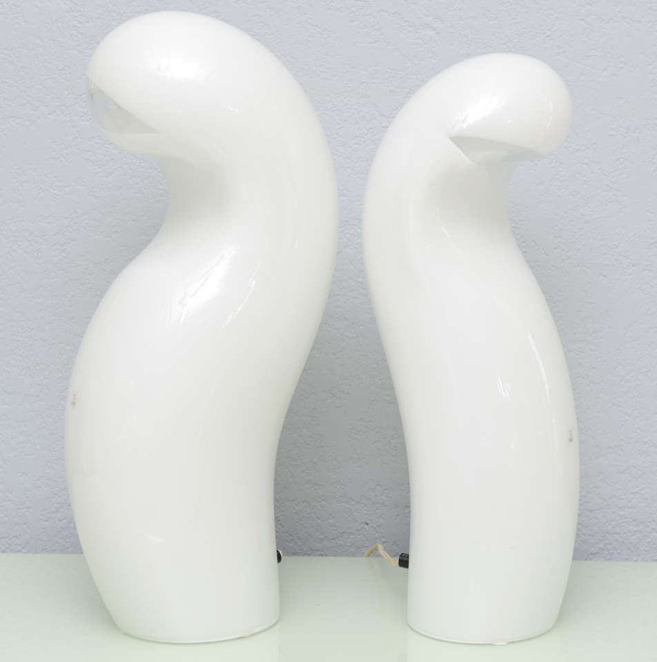 Late 20th Century Sculptural Pair of Vetri Murano Table Lamps