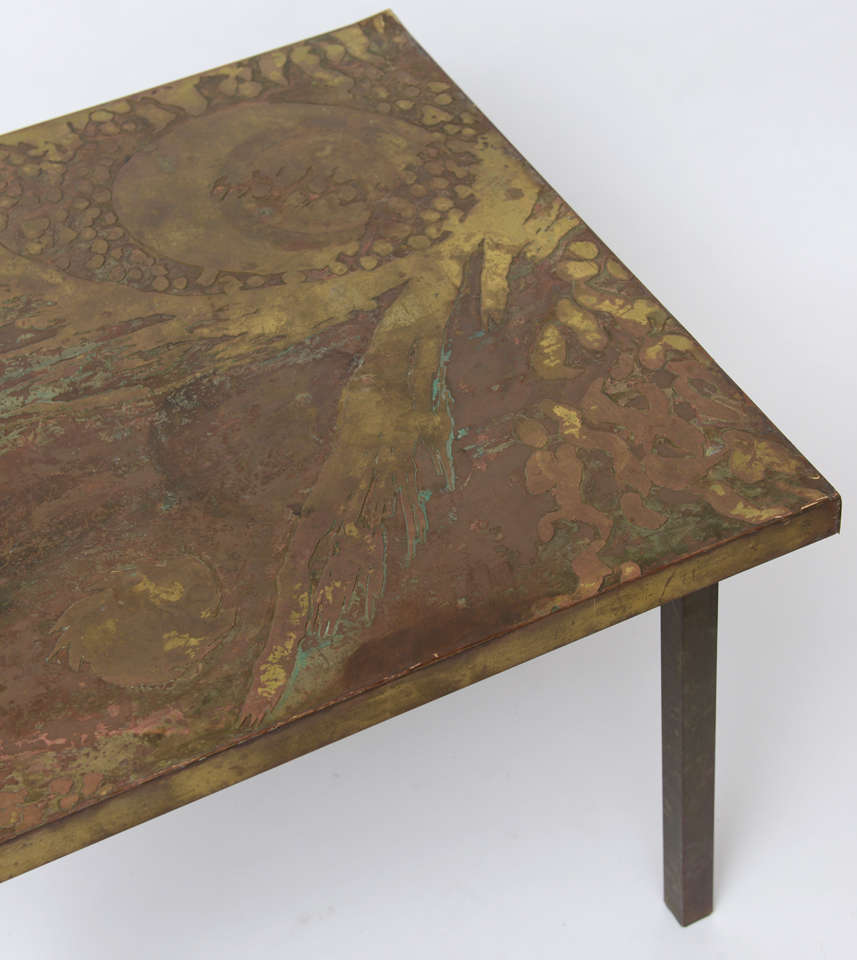 Pair of Etched Bronze Tables at 1stdibs