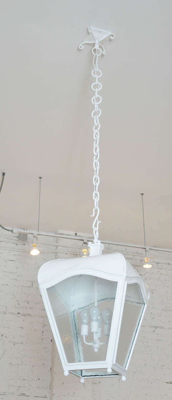 White Lantern Chandelier In Good Condition For Sale In Phoenix, AZ