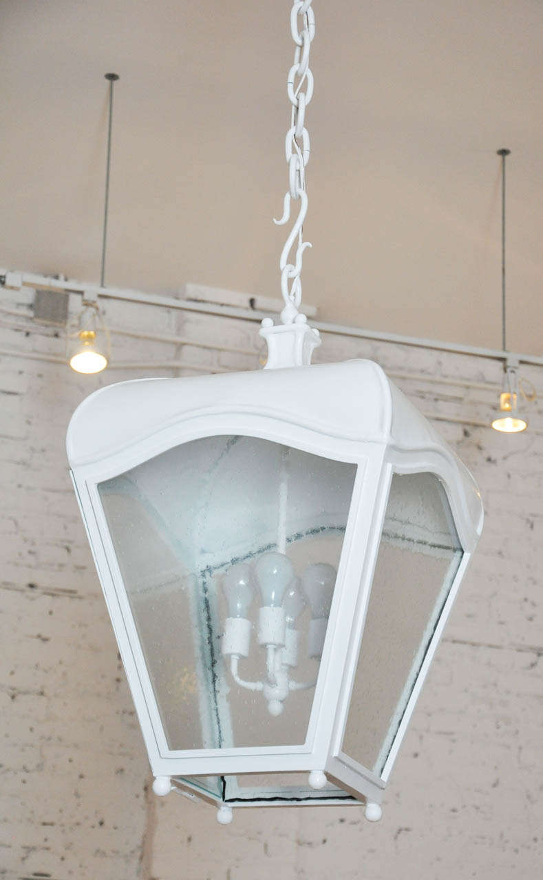 20th Century White Lantern Chandelier For Sale