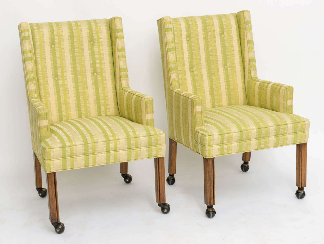 Mid-Century Modern Pair of Tailored Edward Wormley Style High Back Armchairs