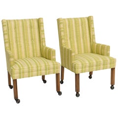 Pair of Tailored Edward Wormley Style High Back Armchairs