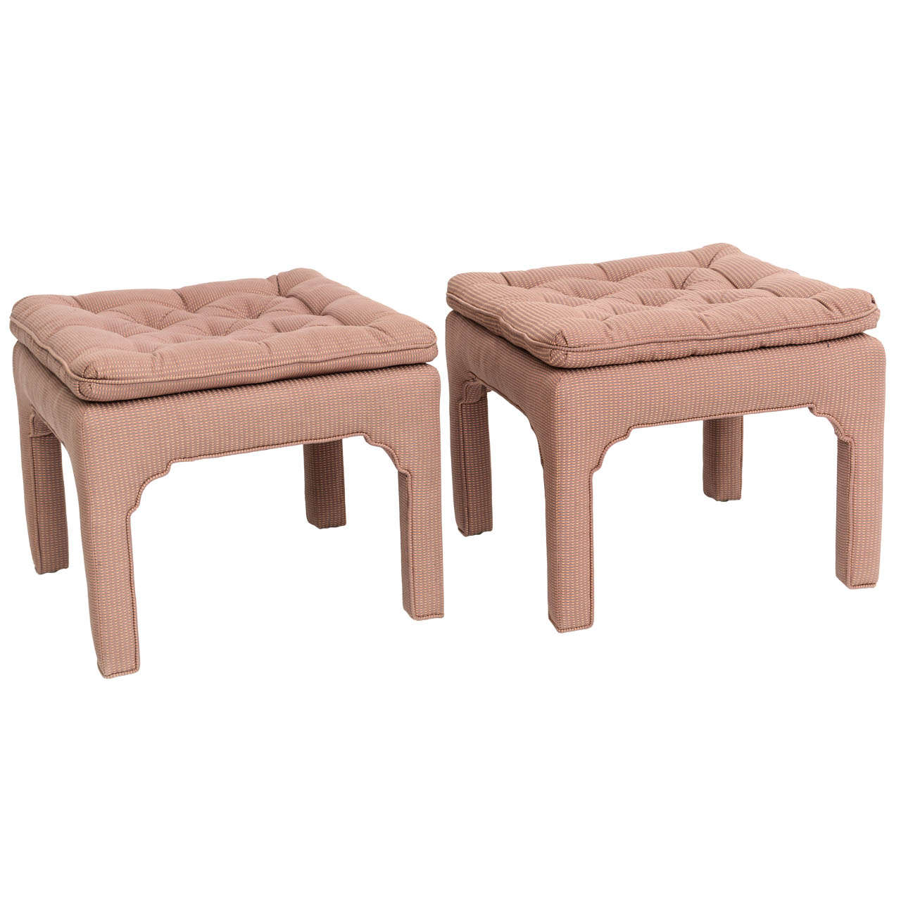 Pair of Milo Baughman Style Tufted Upholstered Benches