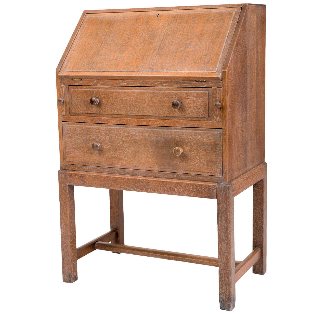 Heals And Son Limed Oak Fold Down Bureau England Circa 1930 For Heals And Son Limed Oak Fold Down Bureau England Circa 1930 For