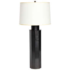 Bronzed Faceted Column Lamp, Belgium 1970s
