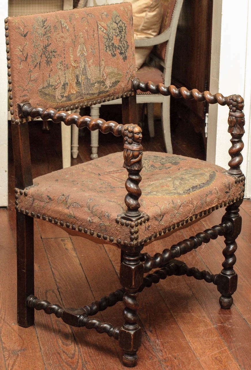 Pair of 19th Century Tapestry  Fauteuils 1