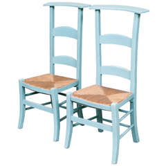 Pair of Painted Beechwood Prayer Chairs