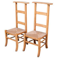 Antique Pair of Beechwood Prayer Chairs