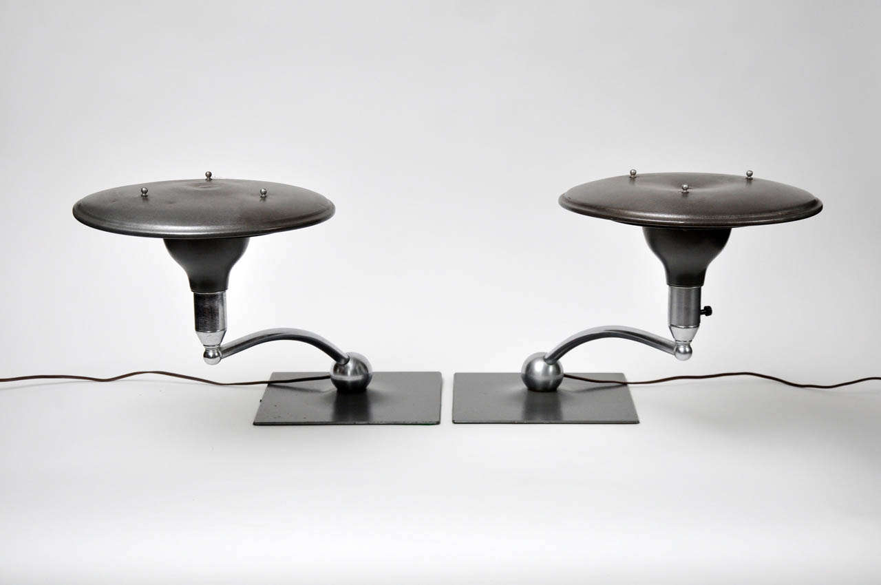 Mid-Century Modern Pair of Mid Century Modern Desk Table Lamps, Circa 1950's