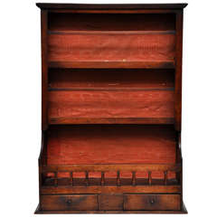 Antique French Cherrywood Two Drawer Hanging Shelf, France circa 1820