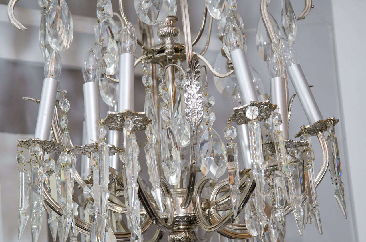 20th Century French Crystal and Nickel-Plated Fixture 2