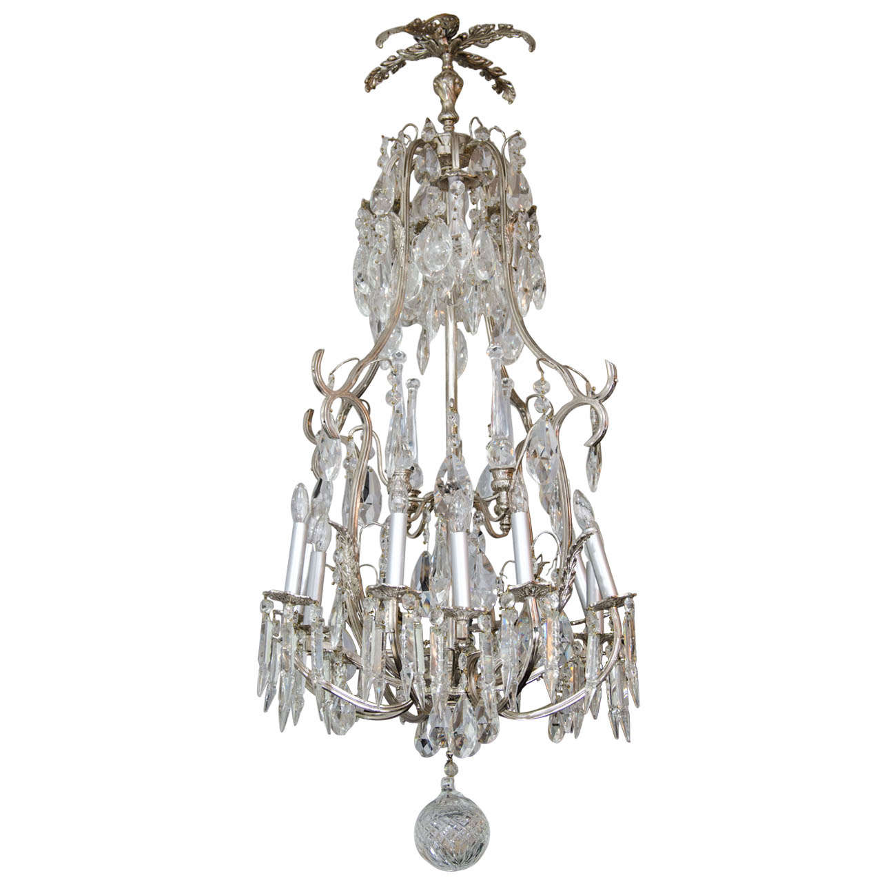 20th Century French Crystal and Nickel-Plated Fixture