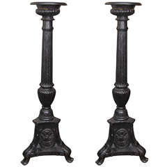 Pair of 19th Century Cast Iron Candlesticks
