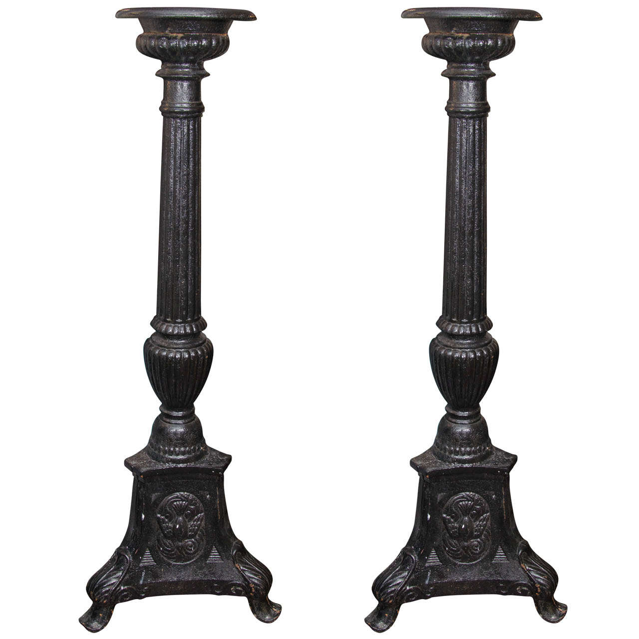 Pair of 19th Century Cast Iron Candlesticks at 1stDibs antique cast