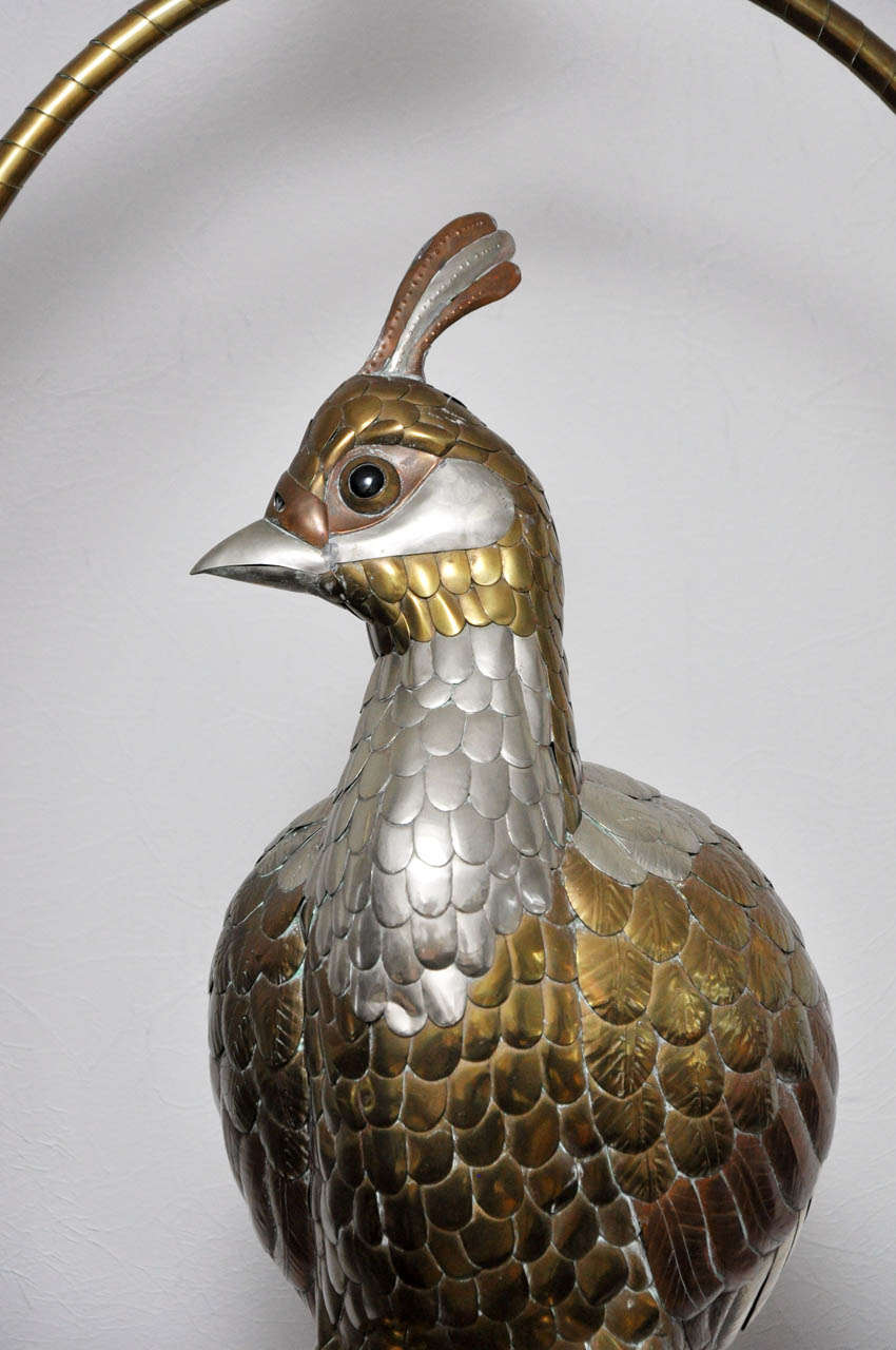 Mexican Brass and Copper Cockatoo by Sergio Bustamante For Sale