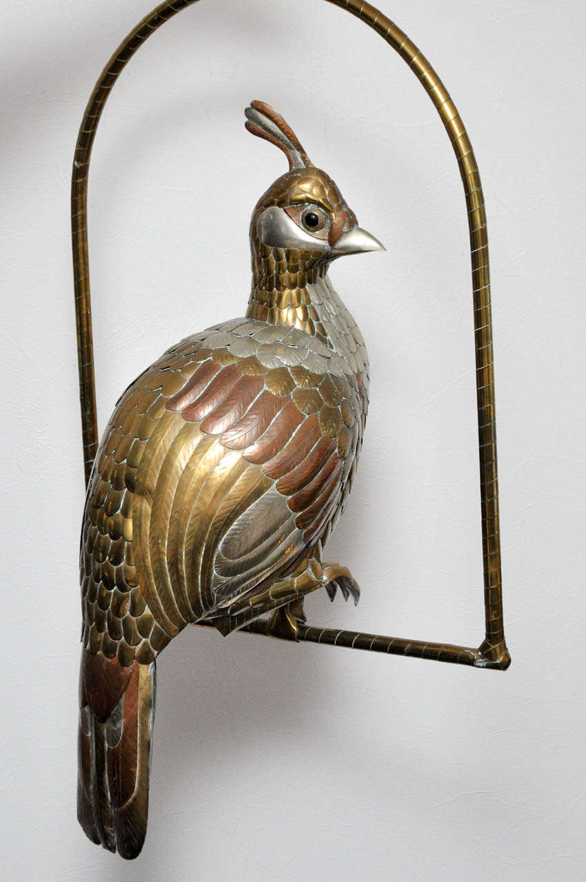Brass and Copper Cockatoo by Sergio Bustamante In Excellent Condition For Sale In Northfield, IL