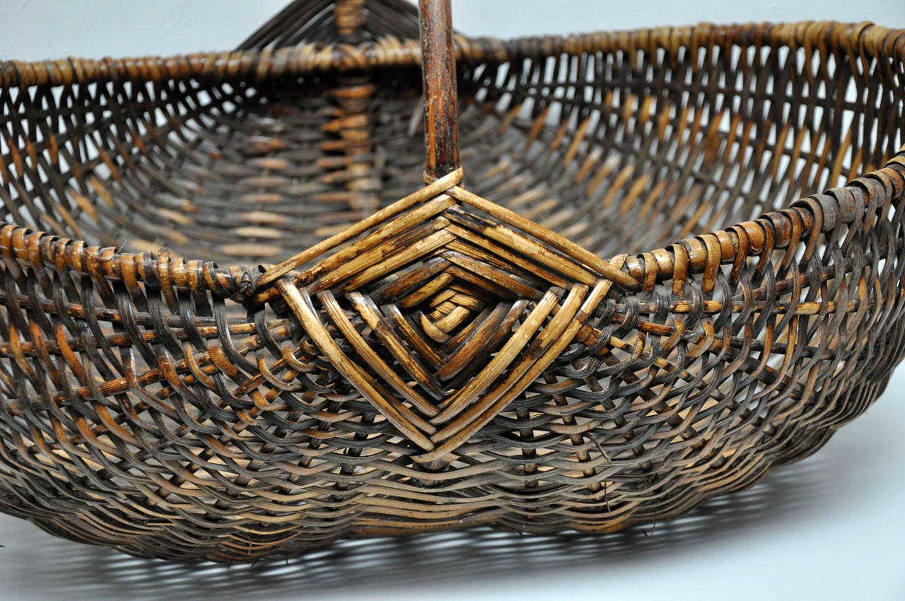 Folk Art Hand Woven Basket For Sale