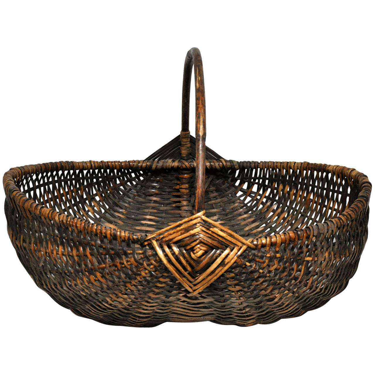 Hand Woven Basket at 1stdibs