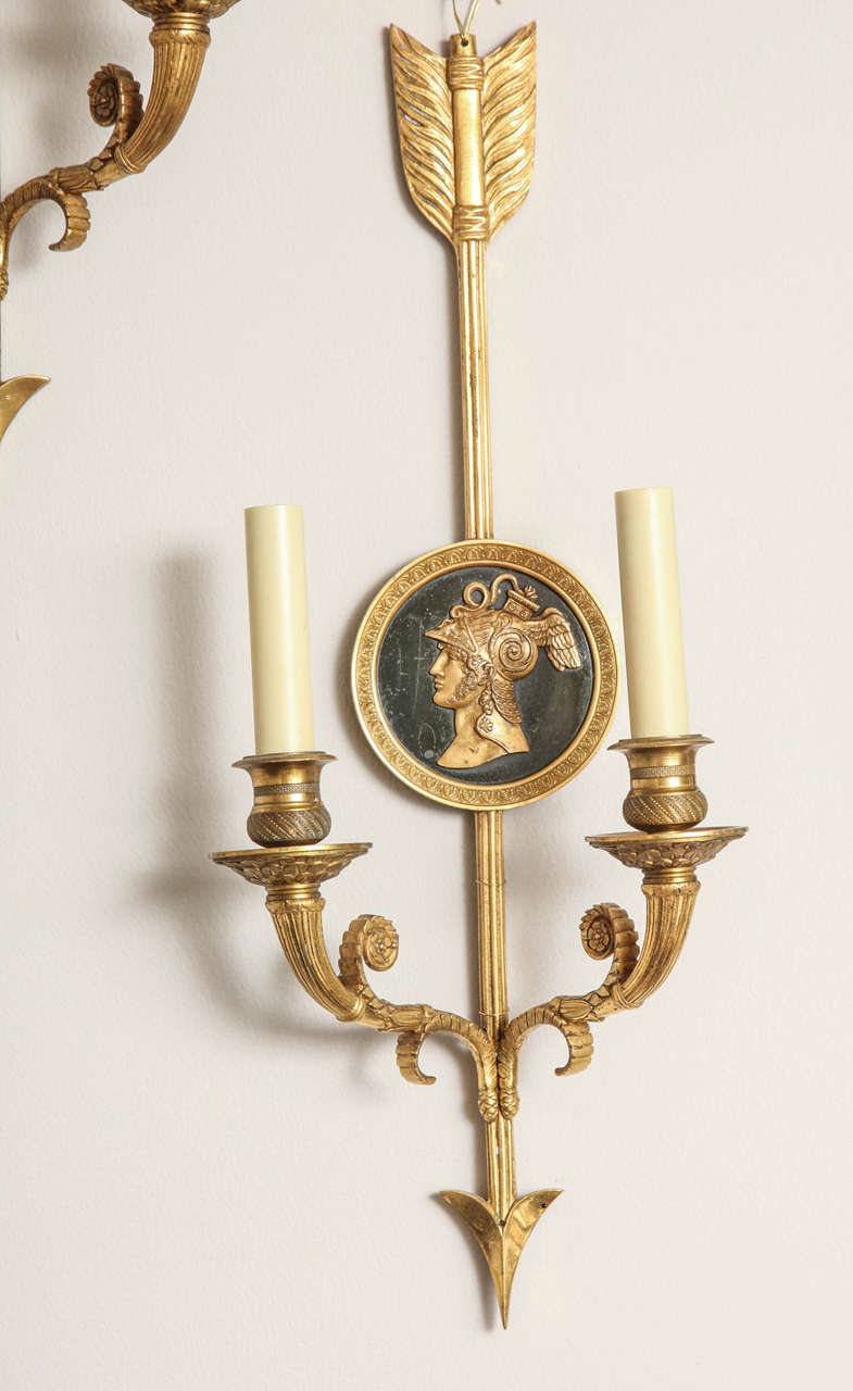 Pair of 1940s French Empire Style Sconces In Excellent Condition In New York, NY