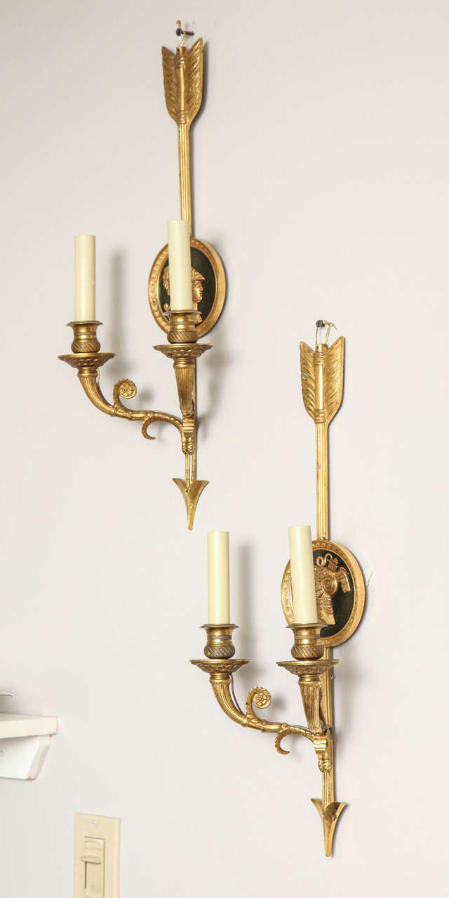 Pair of 1940s French Empire Style Sconces 3