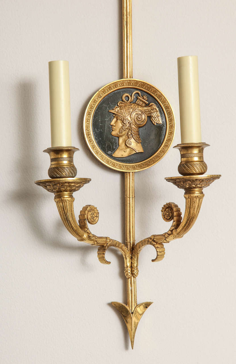 Pair of 1940s French Empire Style Sconces 6