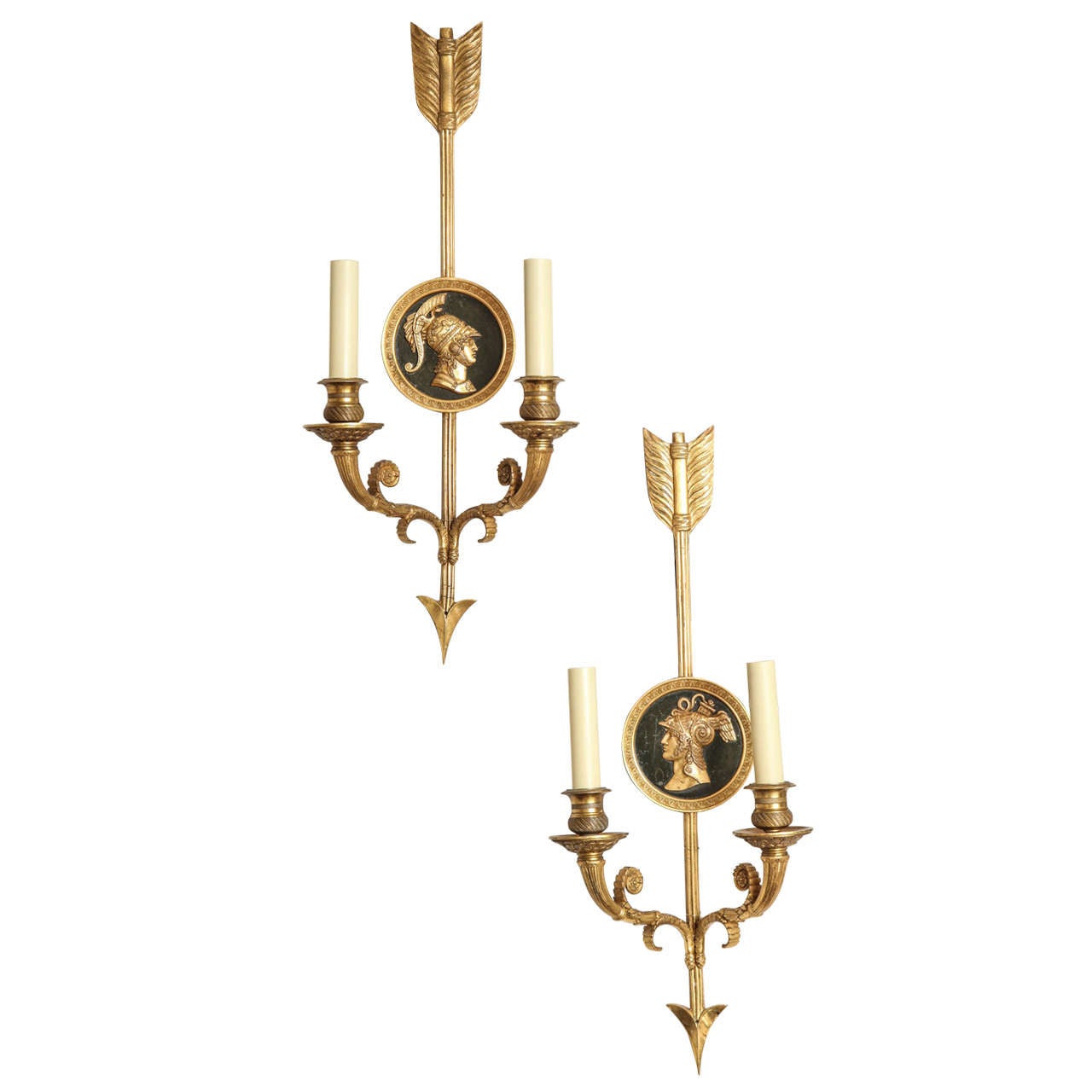 Pair of 1940s French Empire Style Sconces