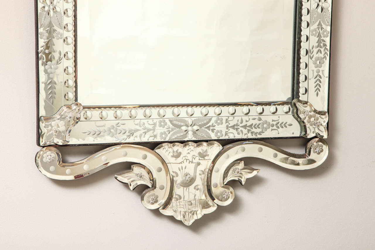 1940s Vertical Rectangular Venetian Mirror In Excellent Condition In New York, NY