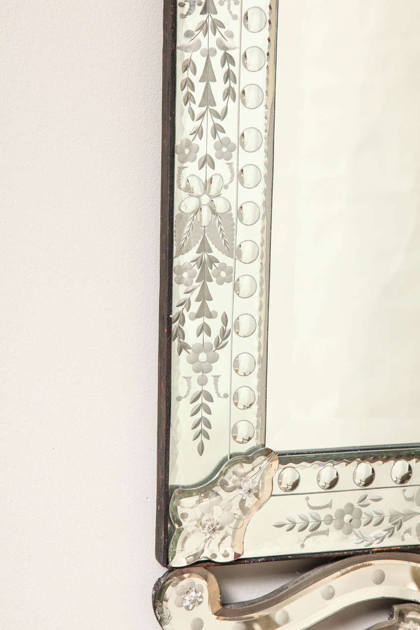 Mid-20th Century 1940s Vertical Rectangular Venetian Mirror