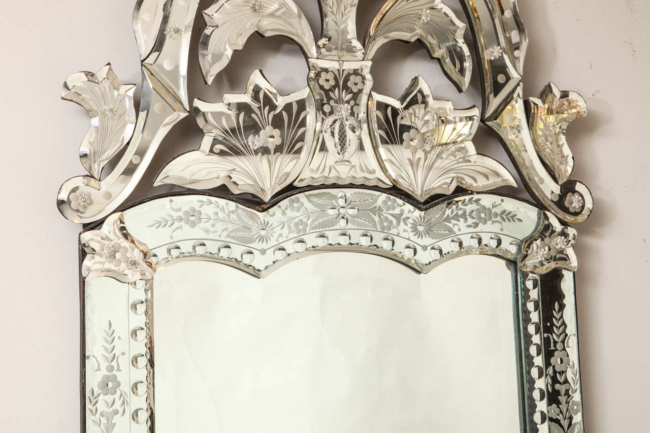 1940s Vertical Rectangular Venetian Mirror 1