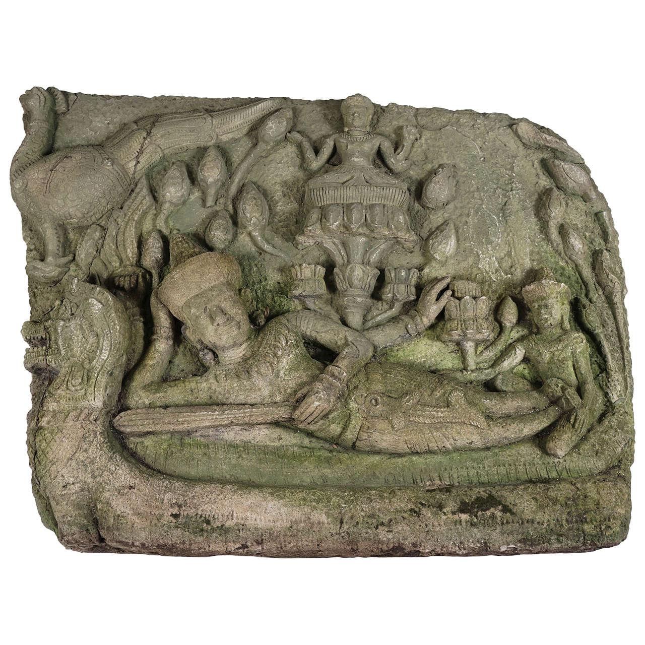 Late 19th Century Siamese Stone Relief Temple Carving For Sale