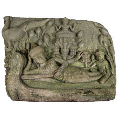 Late 19th Century Siamese Stone Relief Temple Carving 9