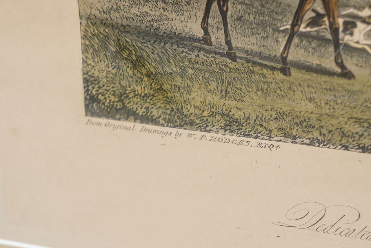 Milieu du XIXe siècle Paire de gravures de chasse de la fin de la Régence dans des cadres d'époque en vente
