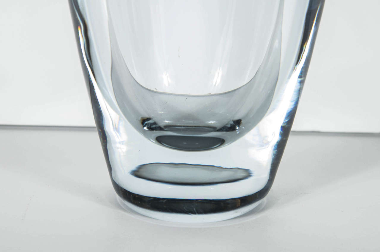 Swedish Mid-Century Modernist Smoked Art Glass Handblown Vase by Stromberg