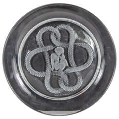 Fine Art Deco Lalique Plate with Frosted Glass Details