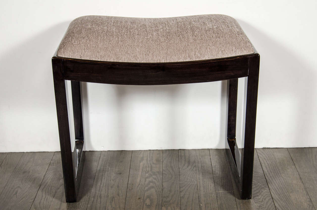 Sophisticated Mid-Century Modernist Curved Seat Stool or Ottoman