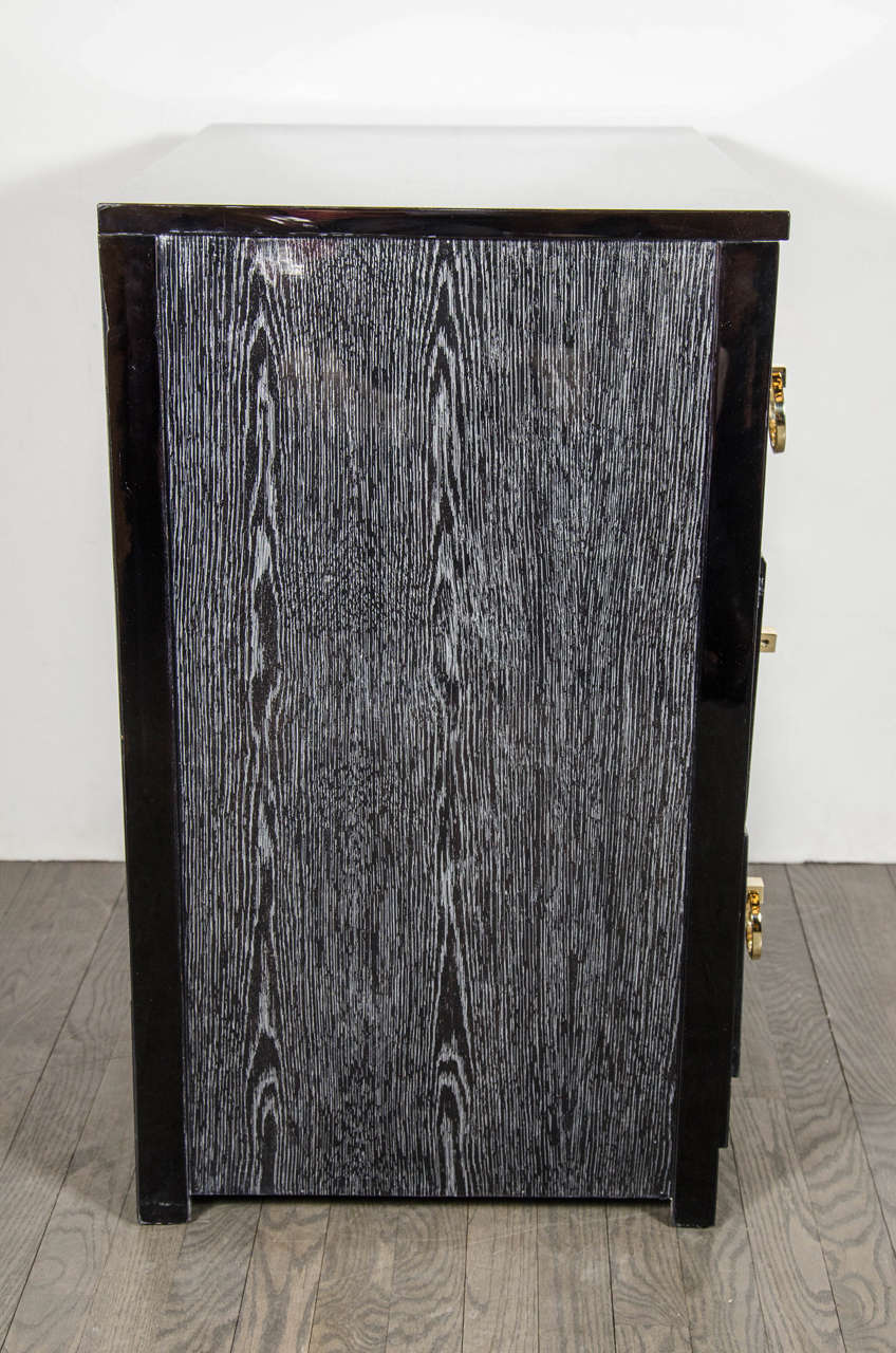 Mid-20th Century Exceptional Pair of Mid-Century Silver Cerused Oak Chests / Nightstands
