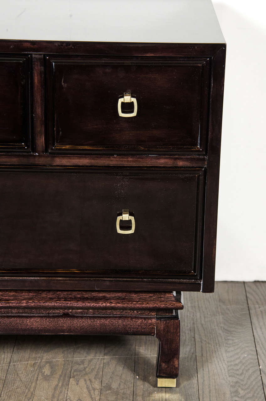 Pair of Mid-Century Modernist Nightstands/End Tables in Ebonized Mahogany In Excellent Condition In New York, NY