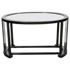 Art Deco Bauhaus Style Cocktail or Occasional Table in Black Lacquer and Glass