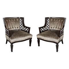 Pair of Mid-Century Modernist Lattice Design Occasional Chairs 3