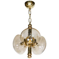 Mid-Century Modernist 3-Globe Chandelier by Hans Agne Jakobsson w/ Ovoid Shades