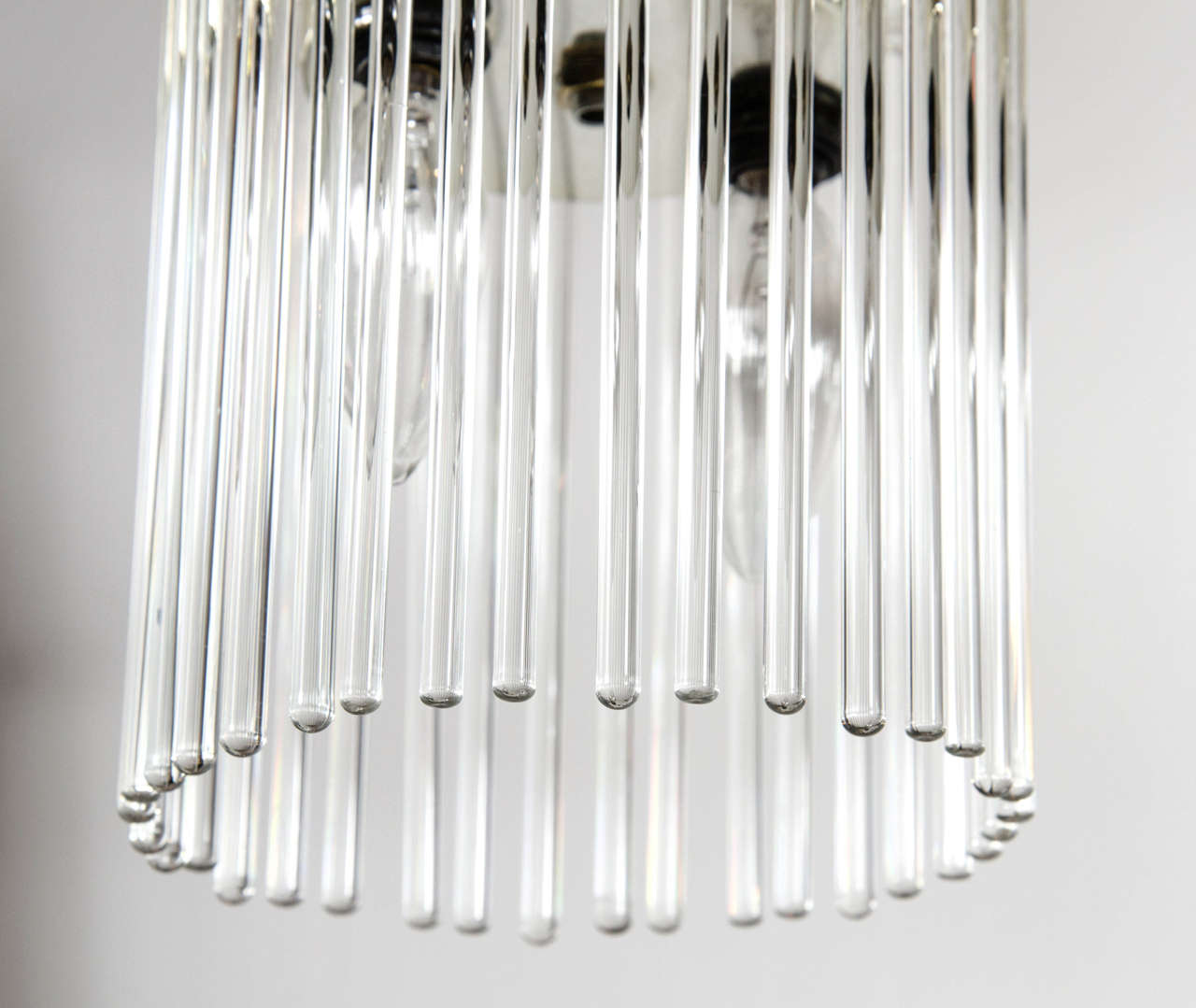 Pair of Mid-Century Modernist Glass Rod Pendant Chandeliers by Lightolier 1