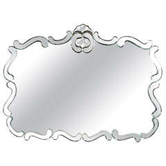 Vintage 1940s Venetian Style Mirror with Mirrored Scroll Detail Border
