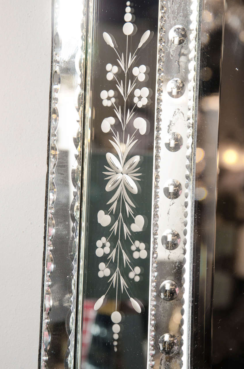 Outstanding Reverse Etched and Beveled Venetian Mirror 1