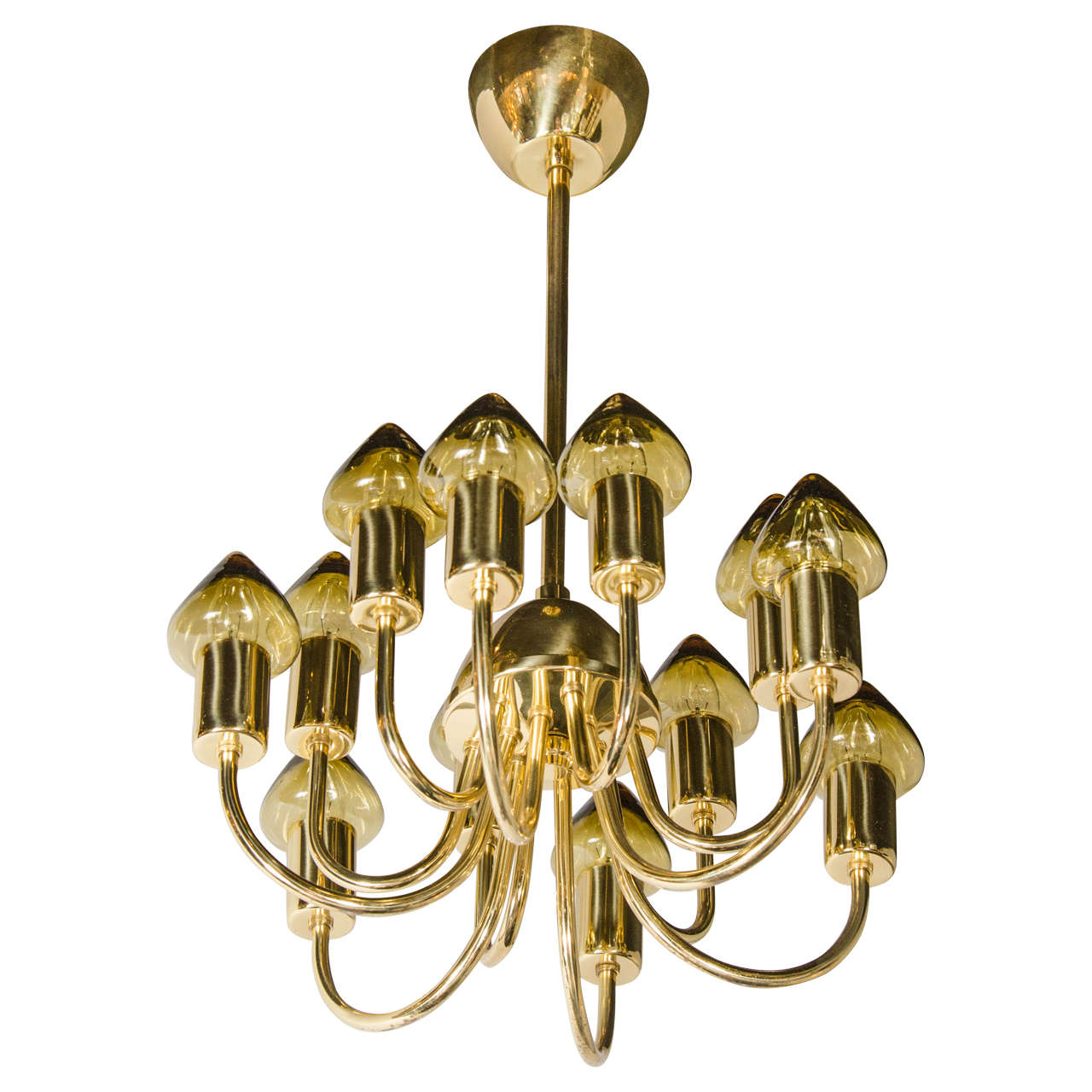 Mid Century 9 Arm Brass and Glass Tube Chandelier by Hans Agne Jakobsson at 1stDibs 9 arm