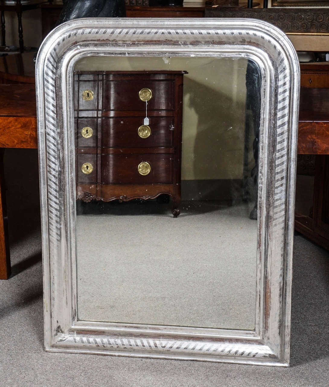 French silver gilt mirror with original glass and back.