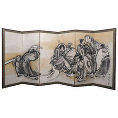 Japanese Hand-Painted Screen