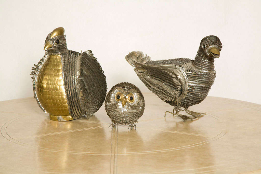 Group of Three Hand Sculpted Metal Birds after Sergio Bustamante 3