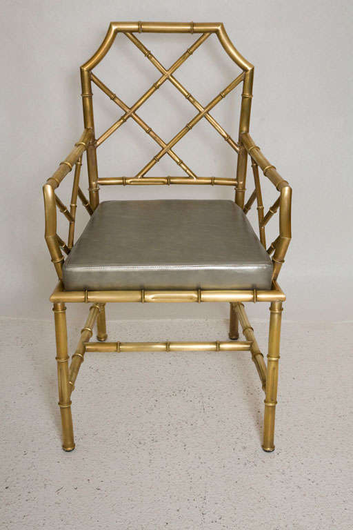 Pair of Italian Brass Bamboo Armchairs In Excellent Condition In Palm Desert, CA