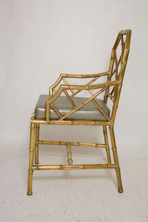 Mid-20th Century Pair of Italian Brass Bamboo Armchairs